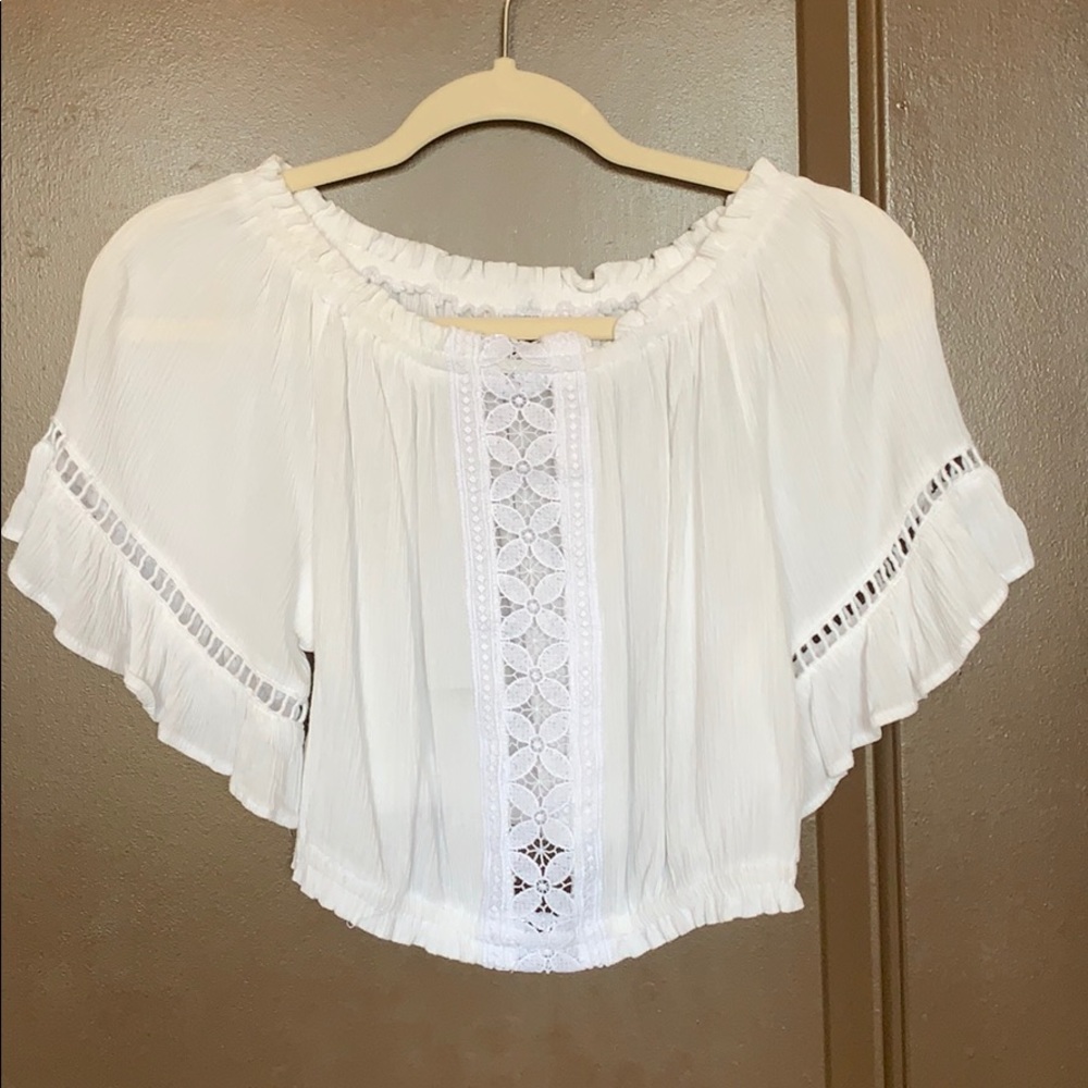 White Off Shoulder Crop Top